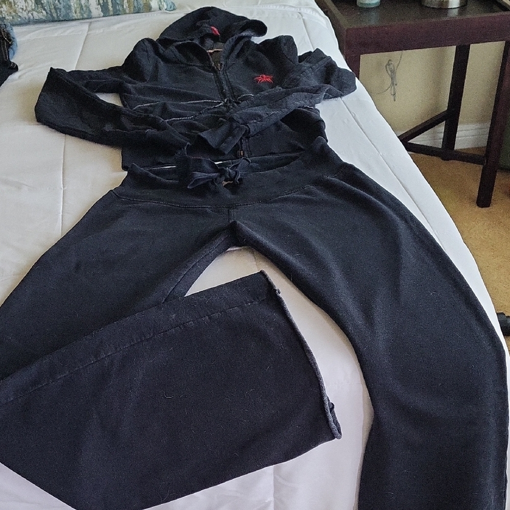 People's Liberation Black 2 Piece Sweat Set with drawstring waist XS